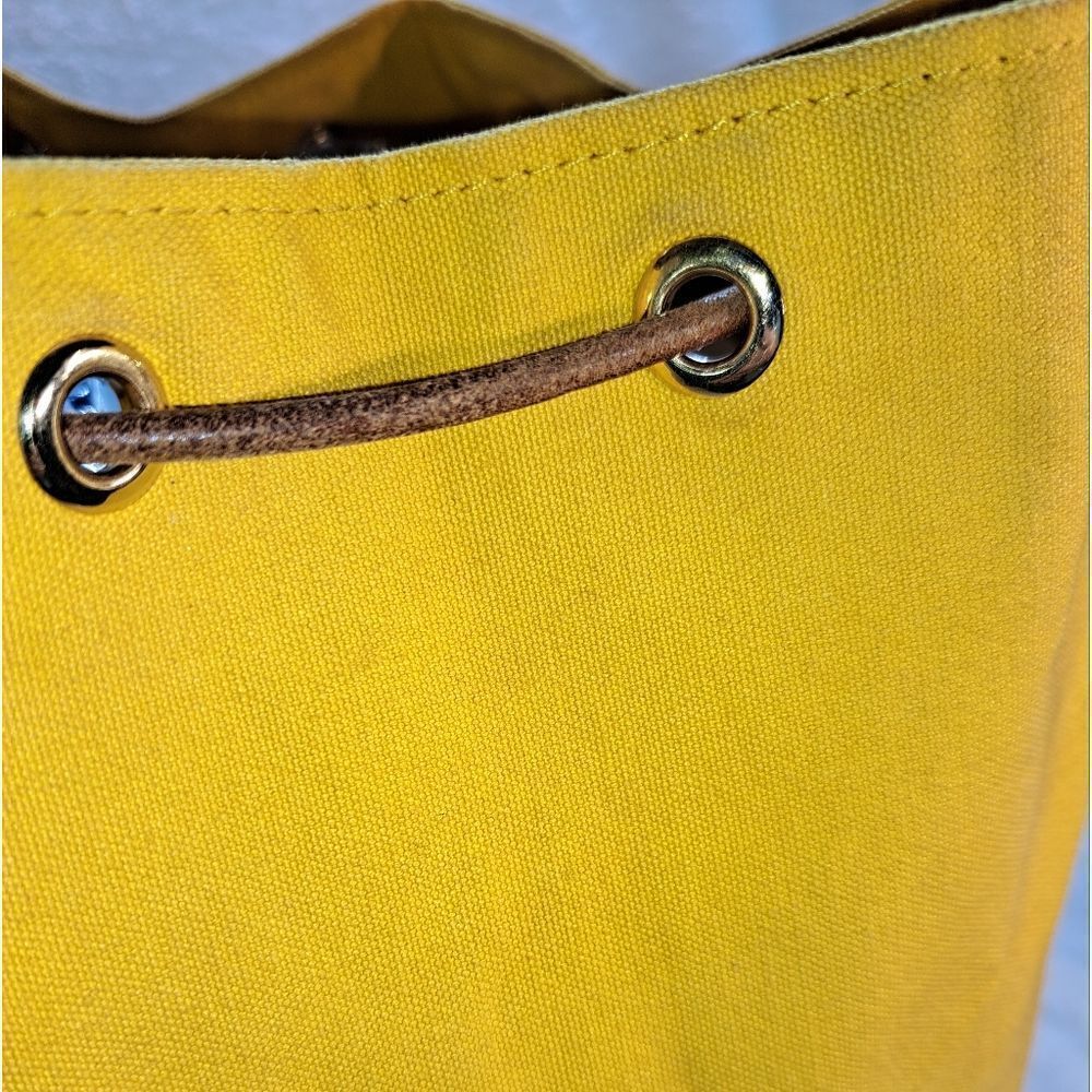 HERMÈS Polochon Yellow Canvas Backpack Bag LARGE PRISTINE CONDITION - Picture 13 of 17